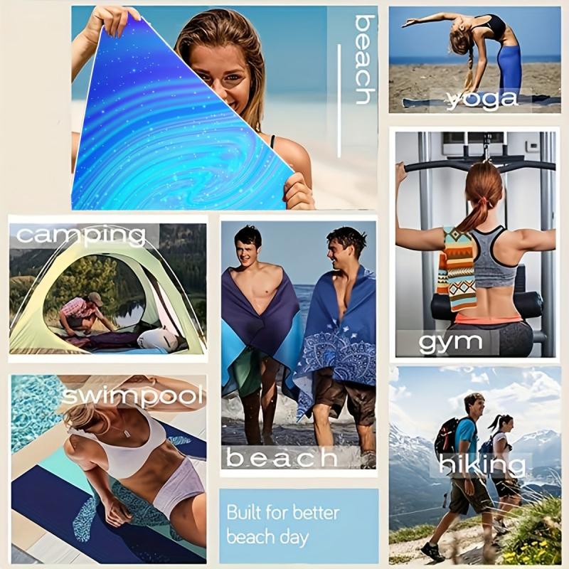 Printed Microfiber Beach Towel Quick Drying Soft Absorbent Sandproof Lightweight