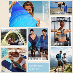 Printed Microfiber Beach Towel Quick Drying Soft Absorbent Sandproof Lightweight