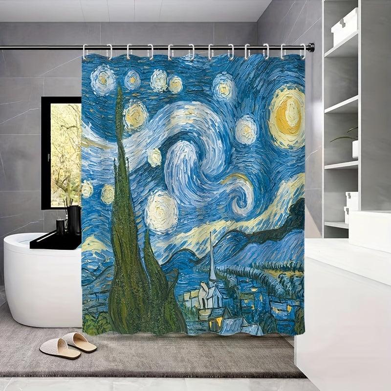Waterproof Shower Curtain with Hooks for Bathroom Decor