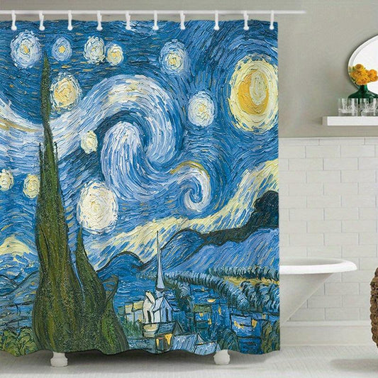 Waterproof Shower Curtain with Hooks for Bathroom Decor