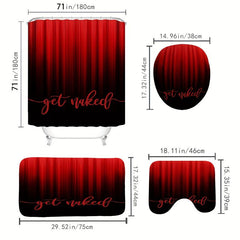 Red Abstract Stripe Gradient Shower Curtain Set