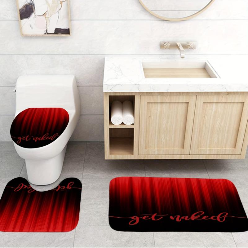 Red Abstract Stripe Gradient Shower Curtain Set