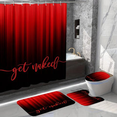 Red Abstract Stripe Gradient Shower Curtain Set