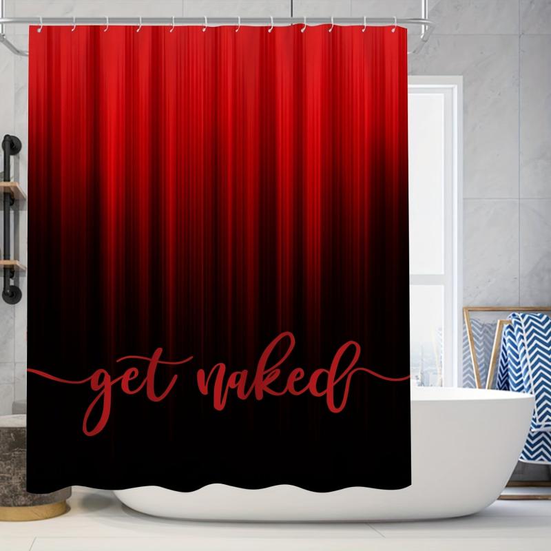 Red Abstract Stripe Gradient Shower Curtain Set