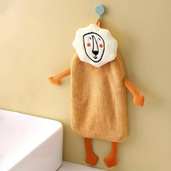 Cartoon Abstract Pattern Hanging Towel Coral Fleece Fingertip Towel