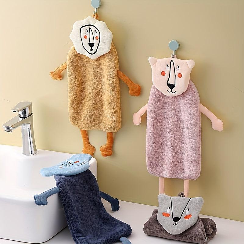 Cartoon Abstract Pattern Hanging Towel Coral Fleece Fingertip Towel
