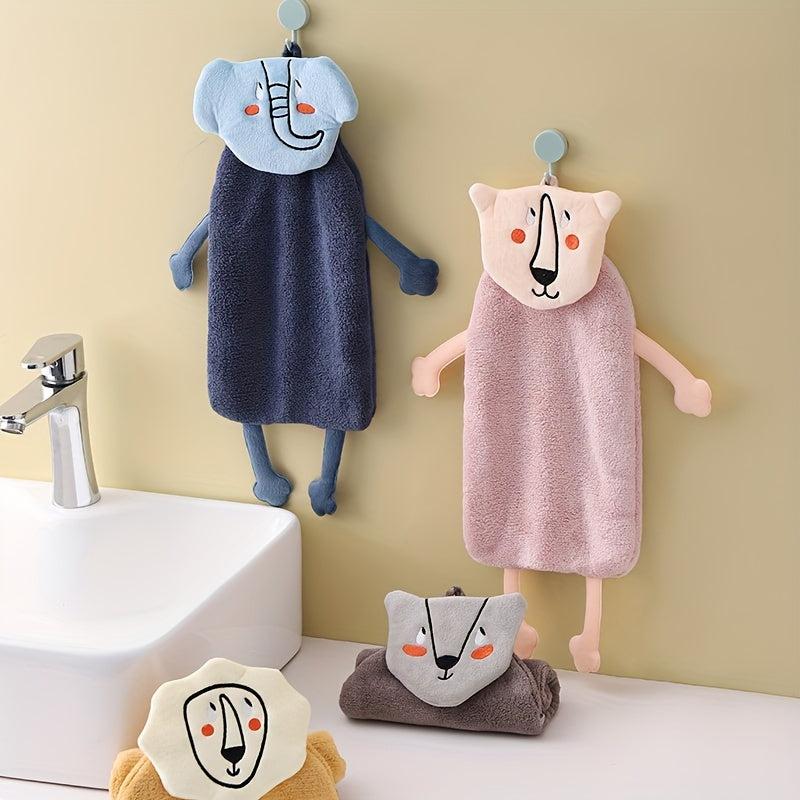 Cartoon Abstract Pattern Hanging Towel Coral Fleece Fingertip Towel