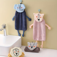 Cartoon Abstract Pattern Hanging Towel Coral Fleece Fingertip Towel