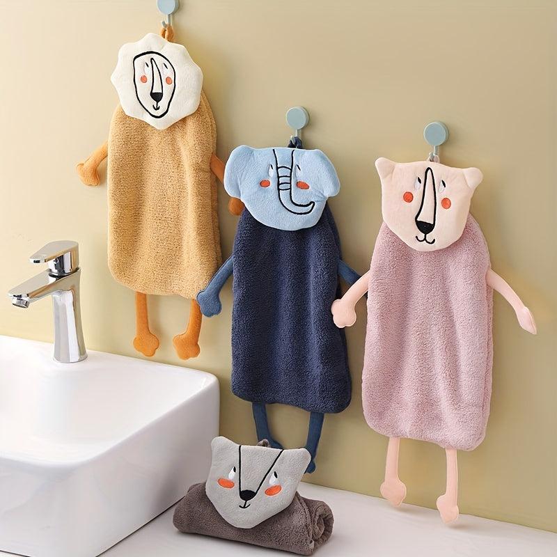 Cartoon Abstract Pattern Hanging Towel Coral Fleece Fingertip Towel
