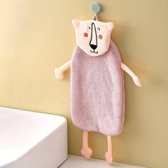 Cartoon Abstract Pattern Hanging Towel Coral Fleece Fingertip Towel