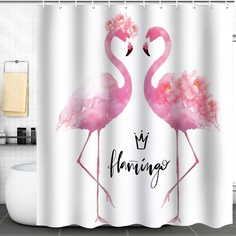Flamingo Modern Shower Curtain Waterproof Animal Pattern Shower Curtain