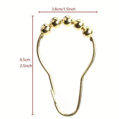 12pcs Roller Ball Shower Curtain Hooks Stainless Steel Rust Proof