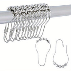 12pcs Roller Ball Shower Curtain Hooks Stainless Steel Rust Proof