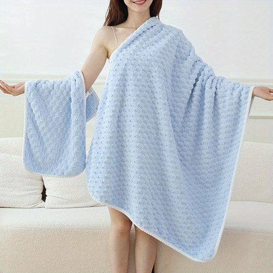 Soft Coral Fleece Bath Towel Absorbent Skin-Friendly Solid Color Bathroom Towel