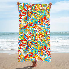 Boho Beach Towel Quick Drying Soft Absorbent Double Sided Plush Fabric Blanket