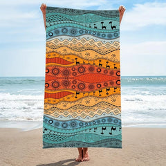 Boho Beach Towel Quick Drying Soft Absorbent Double Sided Plush Fabric Blanket
