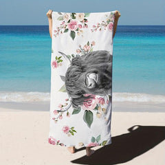 Highland Cow Pattern Microfiber Beach Towel 78 X 149 Sandproof Blanket