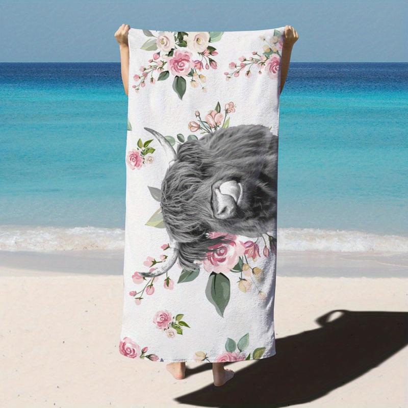 Highland Cow Pattern Microfiber Beach Towel 78 X 149 Sandproof Blanket
