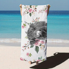 Highland Cow Pattern Microfiber Beach Towel 78 X 149 Sandproof Blanket
