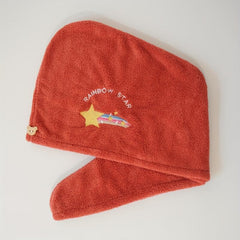 Embroidered Hair Towel Button Hair Drying Cap Coral Velvet Hair Towel