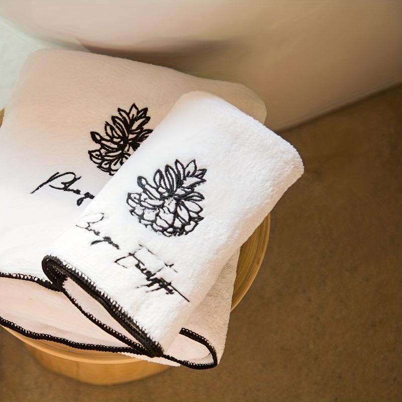 Embroidered Hand Towel Coral Fleece Soft Skin-friendly Face Towel