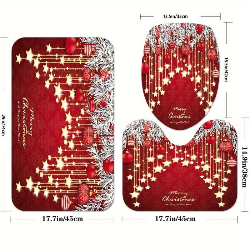 Christmas Star Light Shower Curtain Set with Non-slip Rug and Toilet Mat