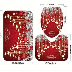 Christmas Star Light Shower Curtain Set with Non-slip Rug and Toilet Mat