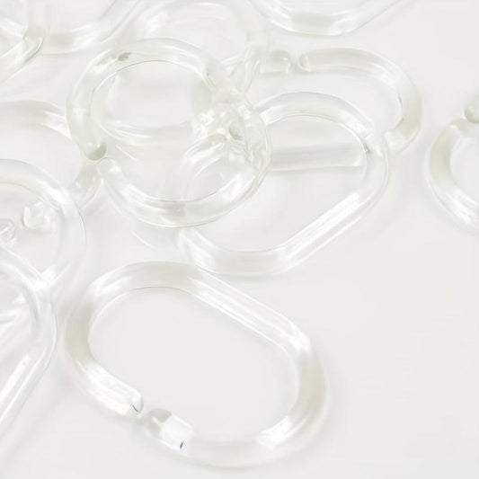 12pcs Transparent Plastic Shower Curtain Hook C-shaped Bathroom Accessories