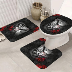 4pcs Skull And Rose Shower Curtain Set