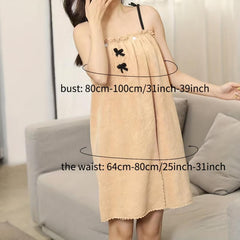 Absorbent Bath Skirt For Adults Bow Decor Bath Wrap Towel Women
