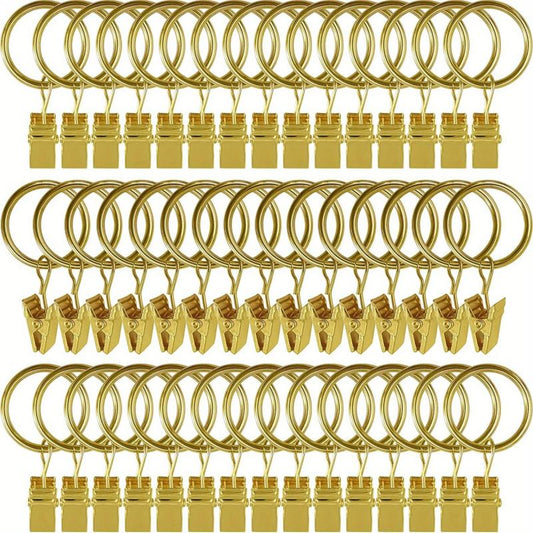 44pcs Metal Curtain Rings with Clips Drapery Hangers
