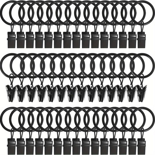 44pcs Metal Curtain Rings with Clips Drapery Hangers