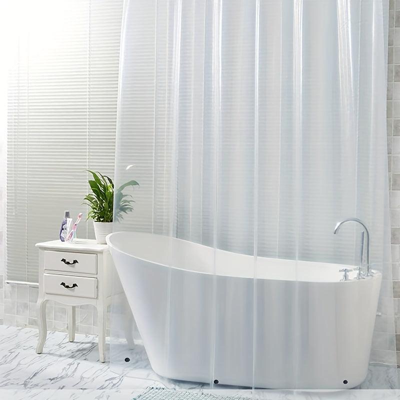 Waterproof Transparent Shower Curtain with 12 Hooks