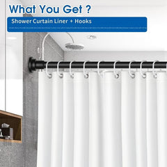 PEVA Shower Curtain Liner with Metal Grommets & Hooks