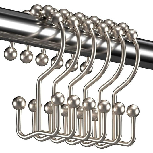 12pcs Shower Curtain Hooks Rust Proof Double Glide Rings for Bathroom Shower Cur