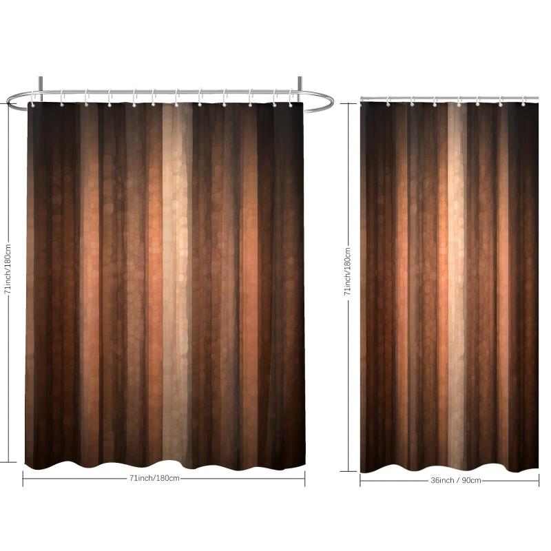 Waterproof Brown Shower Curtain with Hooks