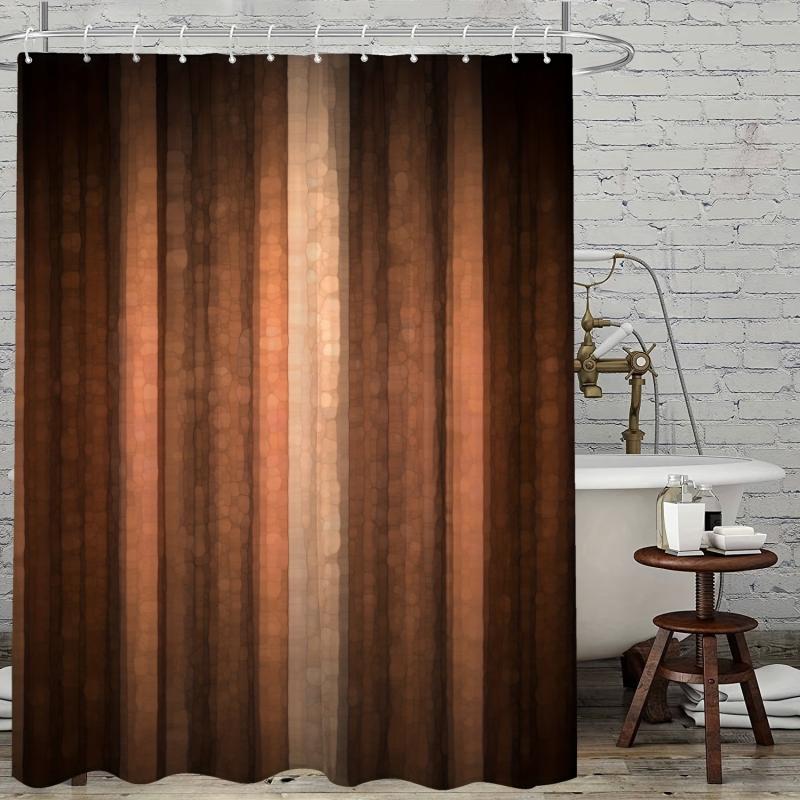 Waterproof Brown Shower Curtain with Hooks