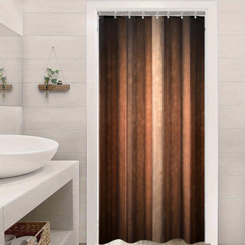 Waterproof Brown Shower Curtain with Hooks