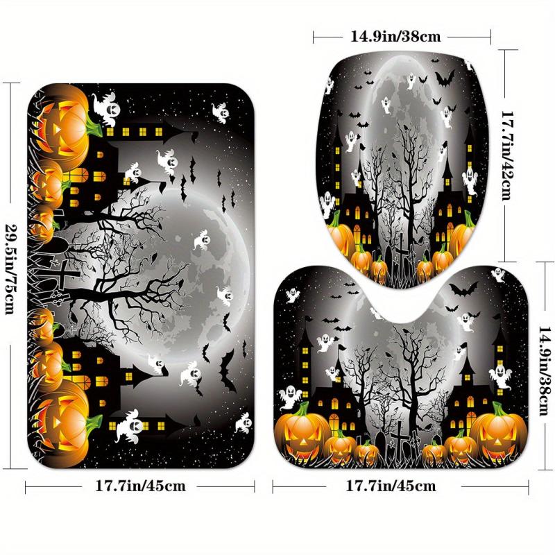 4pcs Halloween Horror Castle Pumpkin Shower Curtains