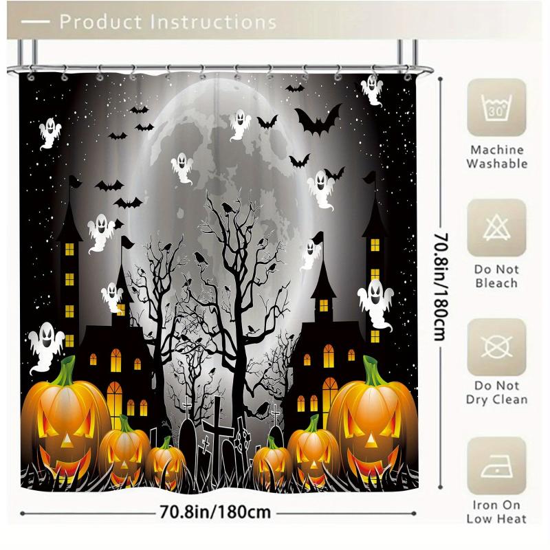 4pcs Halloween Horror Castle Pumpkin Shower Curtains