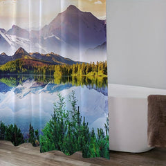 Natural Landscape Shower Curtain Bathroom Waterproof Curtain with 12 Hooks