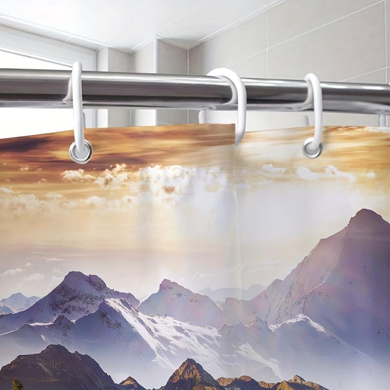 Natural Landscape Shower Curtain Bathroom Waterproof Curtain with 12 Hooks