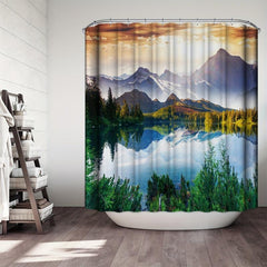 Natural Landscape Shower Curtain Bathroom Waterproof Curtain with 12 Hooks