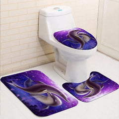 Two Dolphins Purple Shower Curtain Bathroom Set