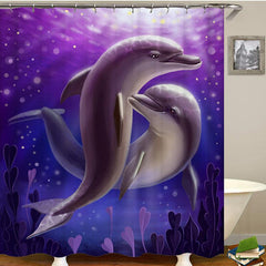 Two Dolphins Purple Shower Curtain Bathroom Set