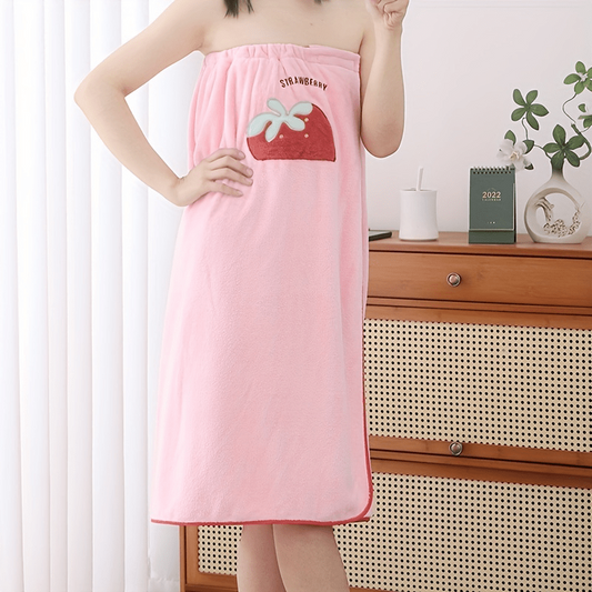 2pcs Women's Bath Towel Set with Bathrobe, Hand Towel, Big Bath Towel