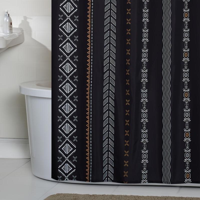 Boho Stripe Shower Curtain Waterproof Fabric Bathroom Decor