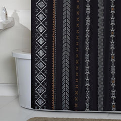 Boho Stripe Shower Curtain Waterproof Fabric Bathroom Decor