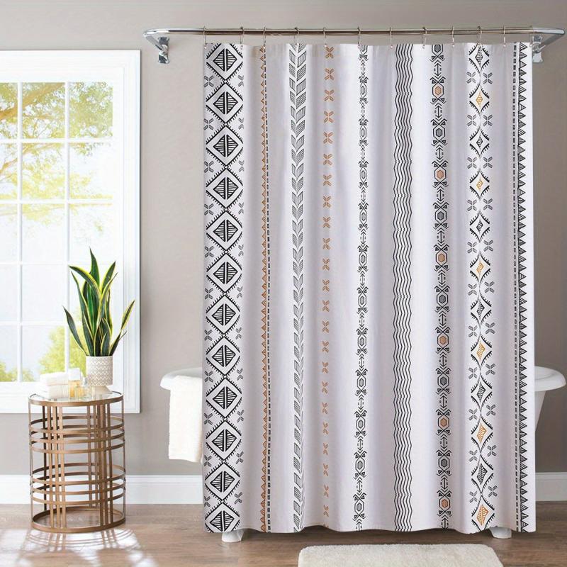 Boho Stripe Shower Curtain Waterproof Fabric Bathroom Decor