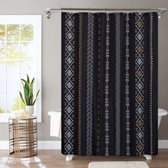 Boho Stripe Shower Curtain Waterproof Fabric Bathroom Decor